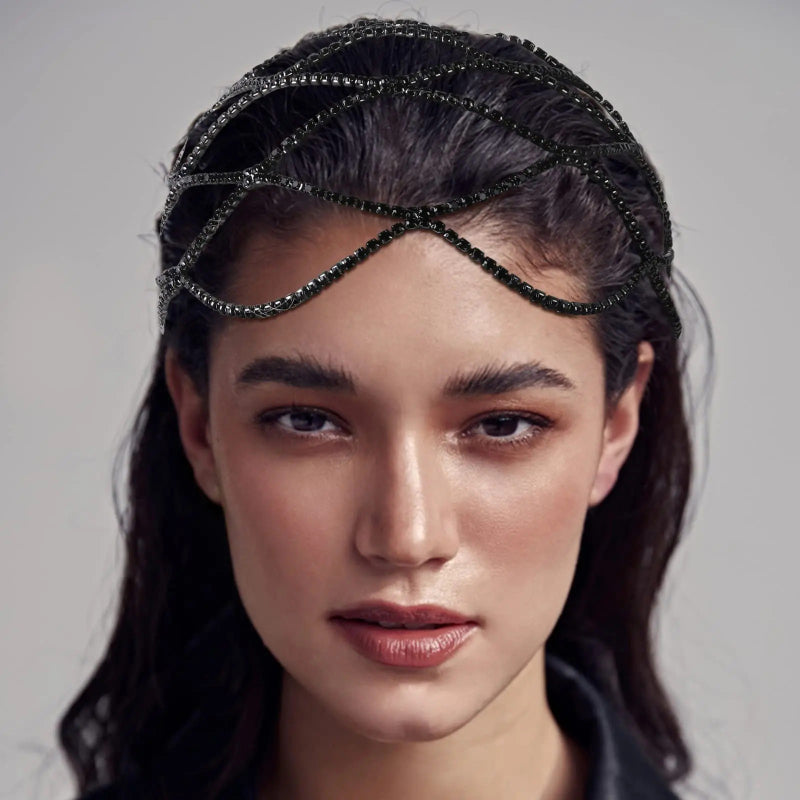 Hohl Strass Mesh Kopfschmuck Hochzeit Kopf Kette Schmuck