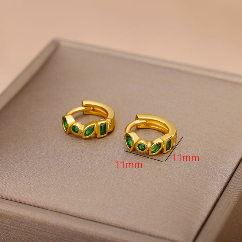 Mini-Creolen aus Edelstahl mit geometrischem Strass