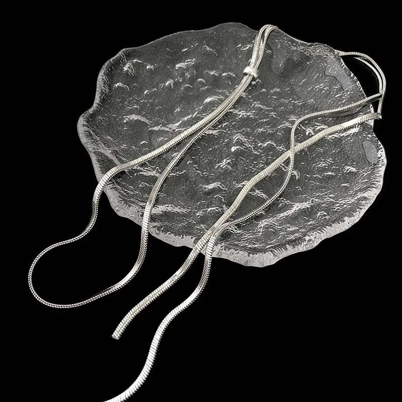 Endless Glamour – Verstellbare lange, flache Halskette im Y-Stil