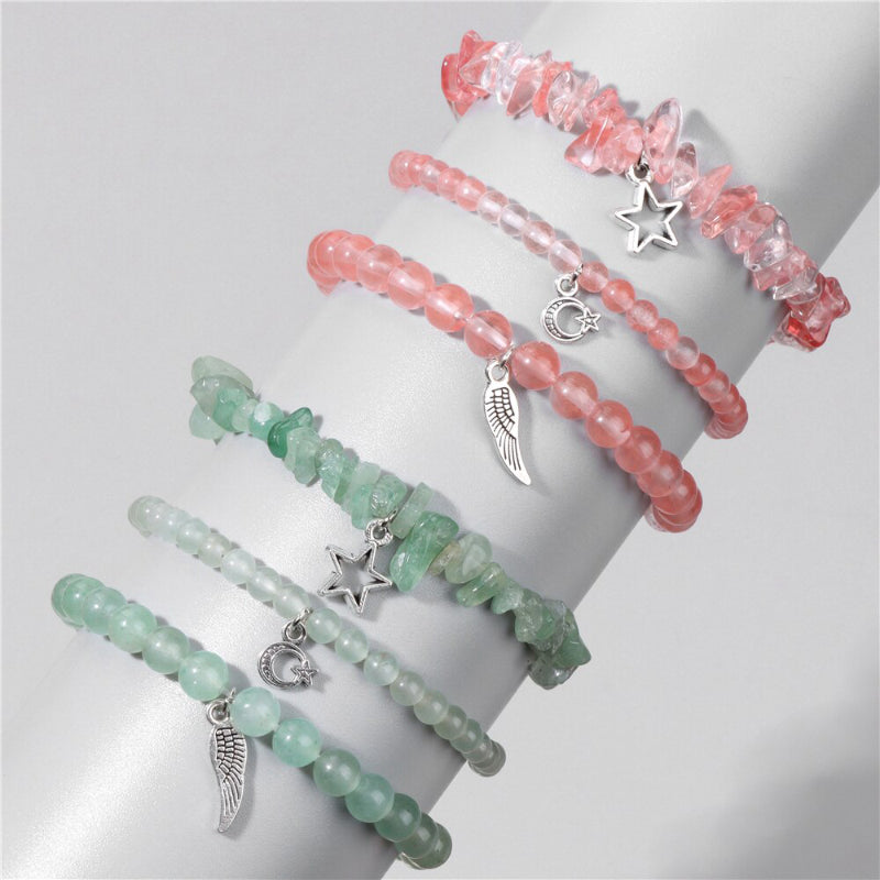 3-teiliges Armband-Set mit wunderschönen Steinperlen und Charms