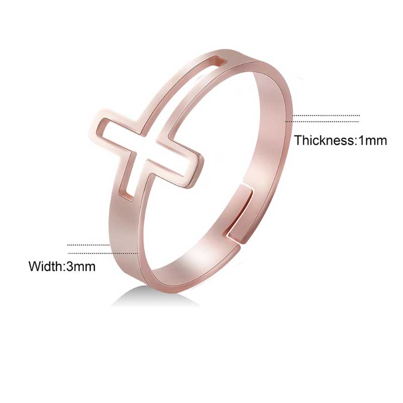 Verstellbarer religiöser Kreuzring aus Edelstahl