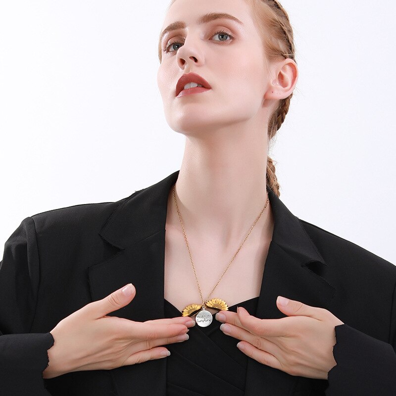 Sonnenblumen-Anhänger mit Halsketten mit geheimer Botschaft