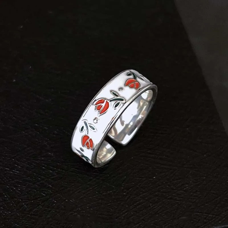 Carmiora - Zeitloser Blumen Emaille-Ring
