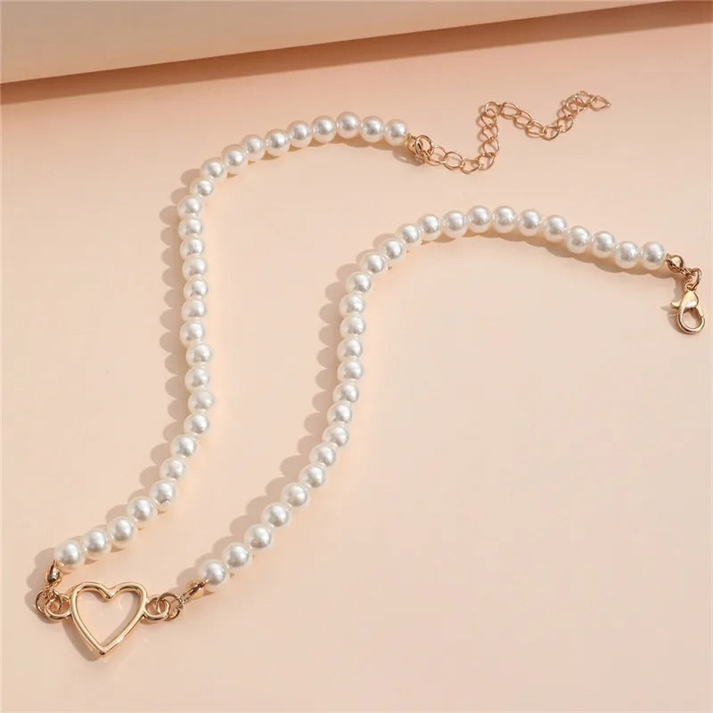 Chavri - Glänzend  Herz Perlenkette