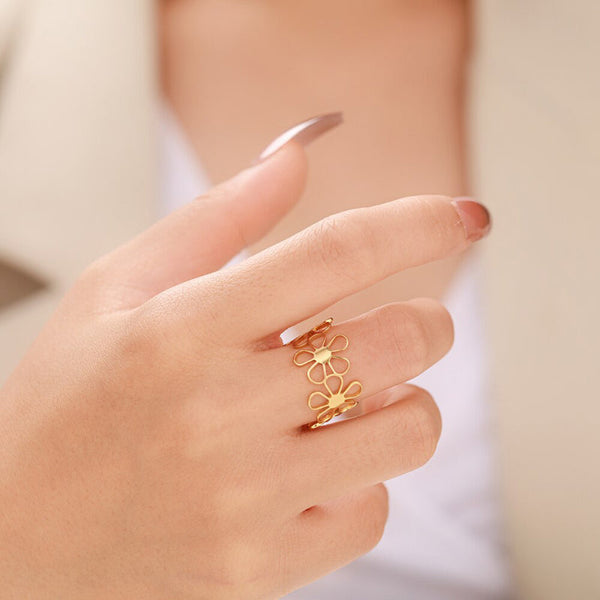 Exquisite, ausgehöhlte, verstellbare Gänseblümchen-Blumenringe