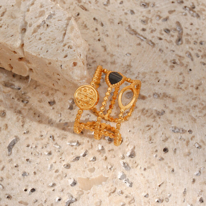 Schwarze, weiße und goldene, ausgefallene, verstellbare Moderinge