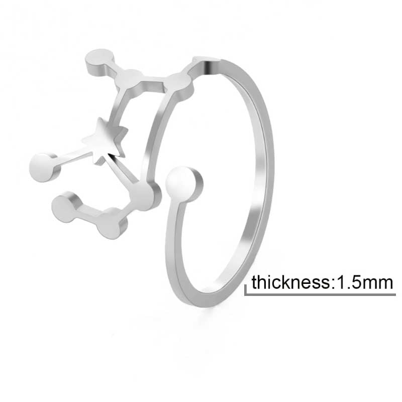 Minimalistische verstellbare Ringe aus Edelstahl mit Sternbild