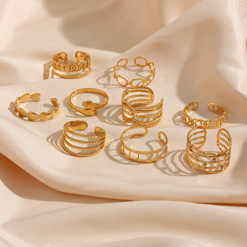 Ausgefallene, offene, verstellbare und stapelbare Ringe im Bohemian-Stil