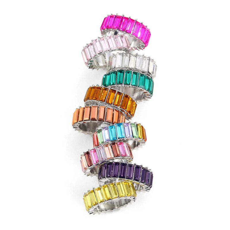 Farbenfrohe Ringe mit Zirkonia-Dekor für Damen (versilbert)