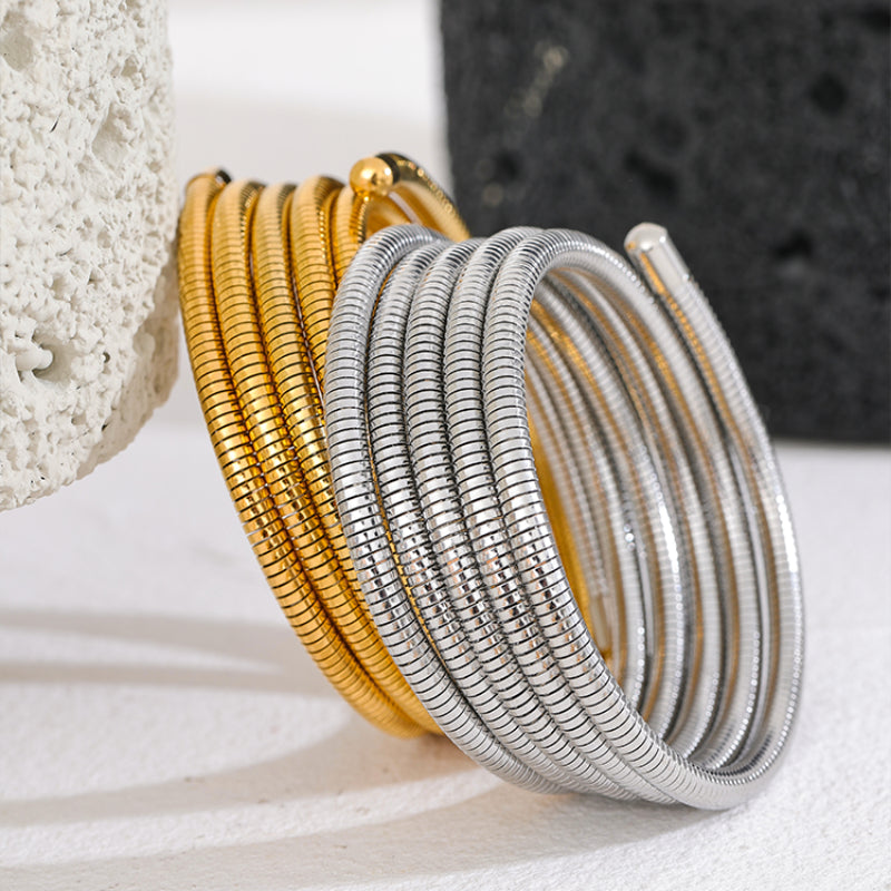 Mehrlagige Wickelarmbänder aus Edelstahl