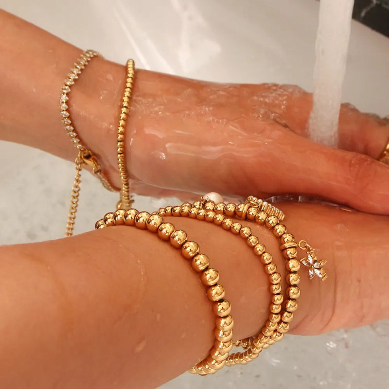 Elastische Perlenkettenarmbänder aus Edelstahl