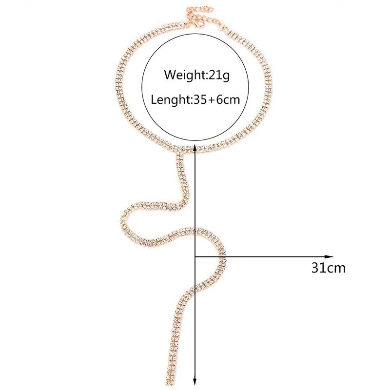Chokerhalskette mit langer Quaste und Strasssteinen