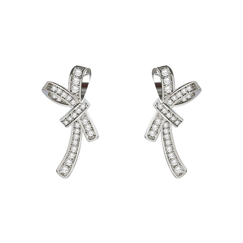 Silberne geknotete Ohrringe mit Strass-Akzenten