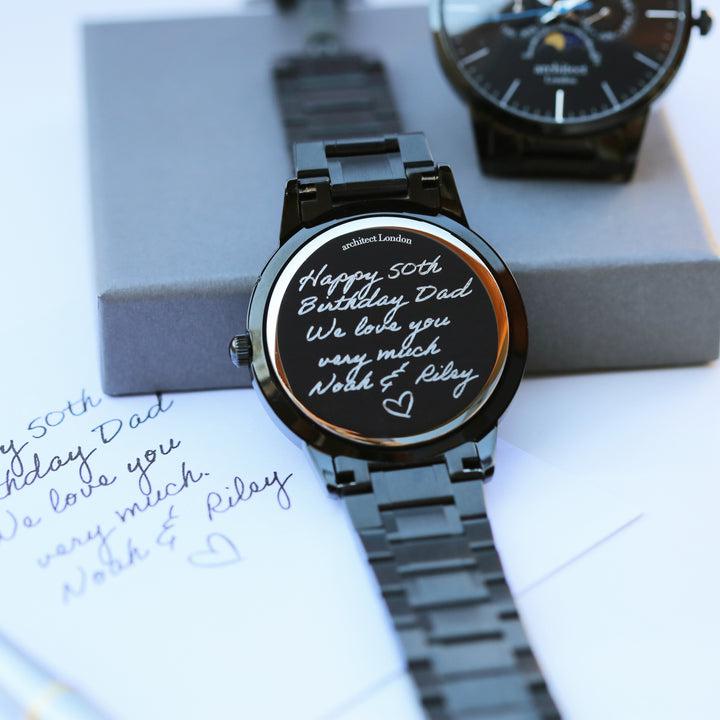 Herrenuhr „Architekt Apollo“ in Schwarz mit Gravur
