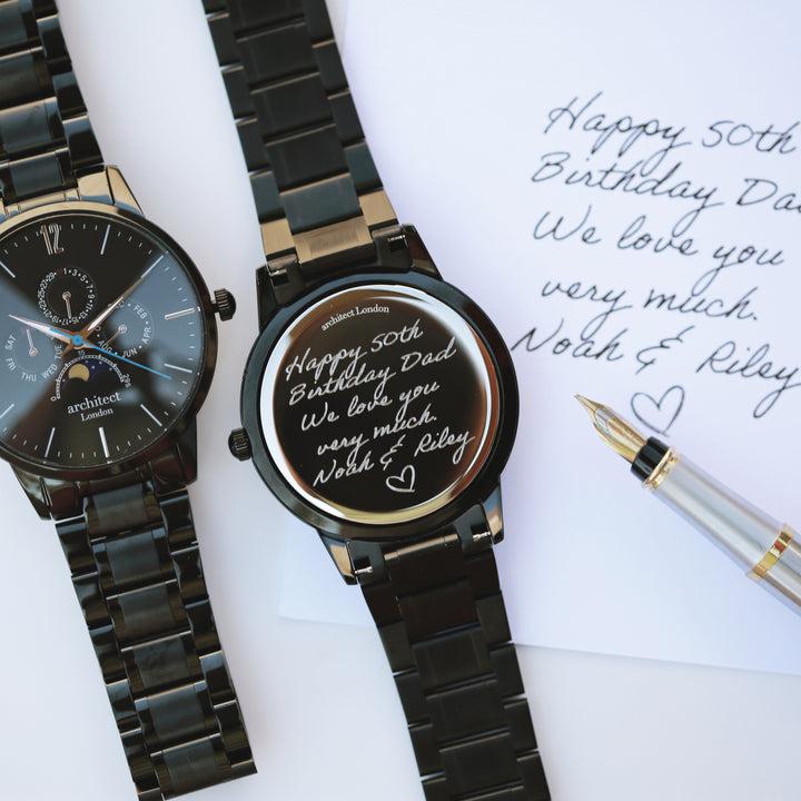 Herrenuhr „Architekt Apollo“ in Schwarz mit Gravur