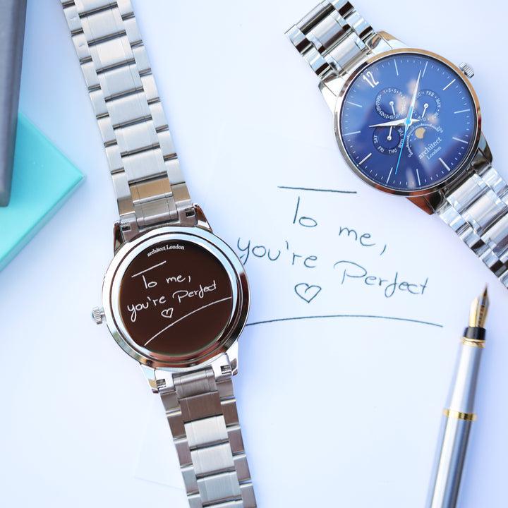 Herrenuhr „Architekt Apollo“ in Blau mit Gravur