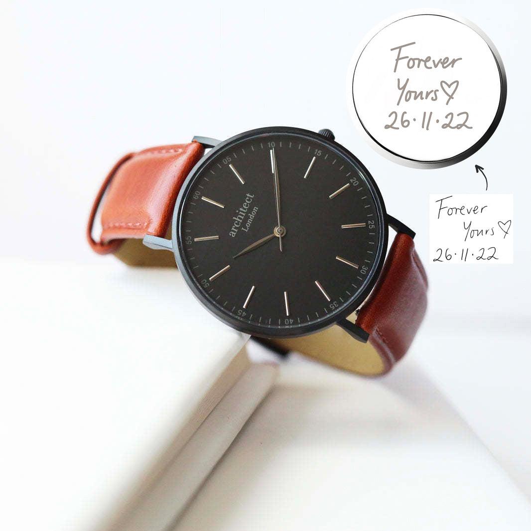 Minimalistische Herrenuhr - Kostenlose Gravur mit Ihrer eigenen Handschrift