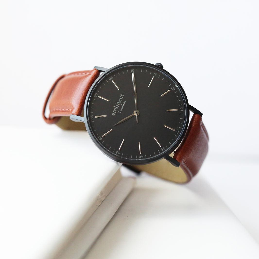 Minimalistische Herrenuhr - Kostenlose Gravur mit Ihrer eigenen Handschrift