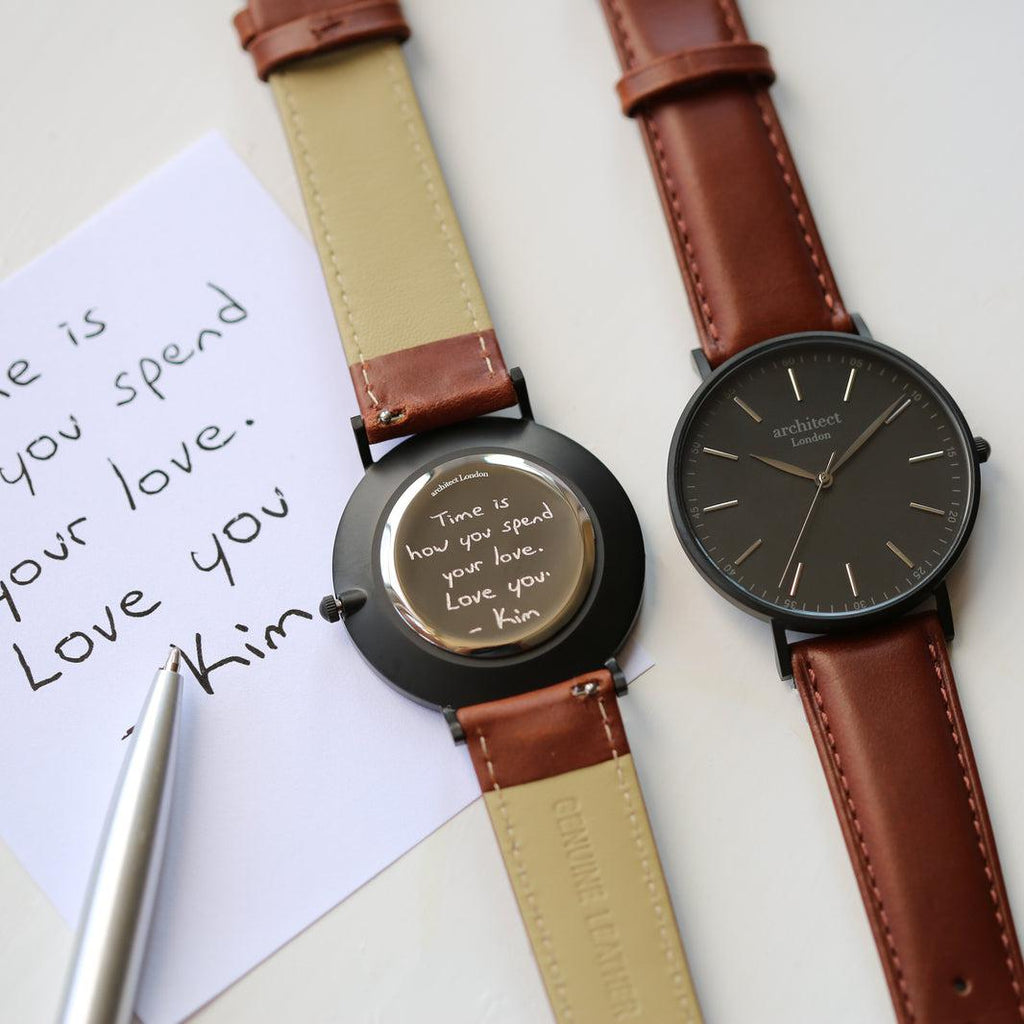 Minimalistische Herrenuhr - Kostenlose Gravur mit Ihrer eigenen Handschrift
