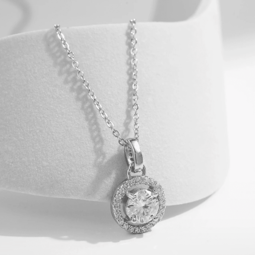 Moissanit-Halskette – Halskette mit Moissanit-Brilliant-Anhänger