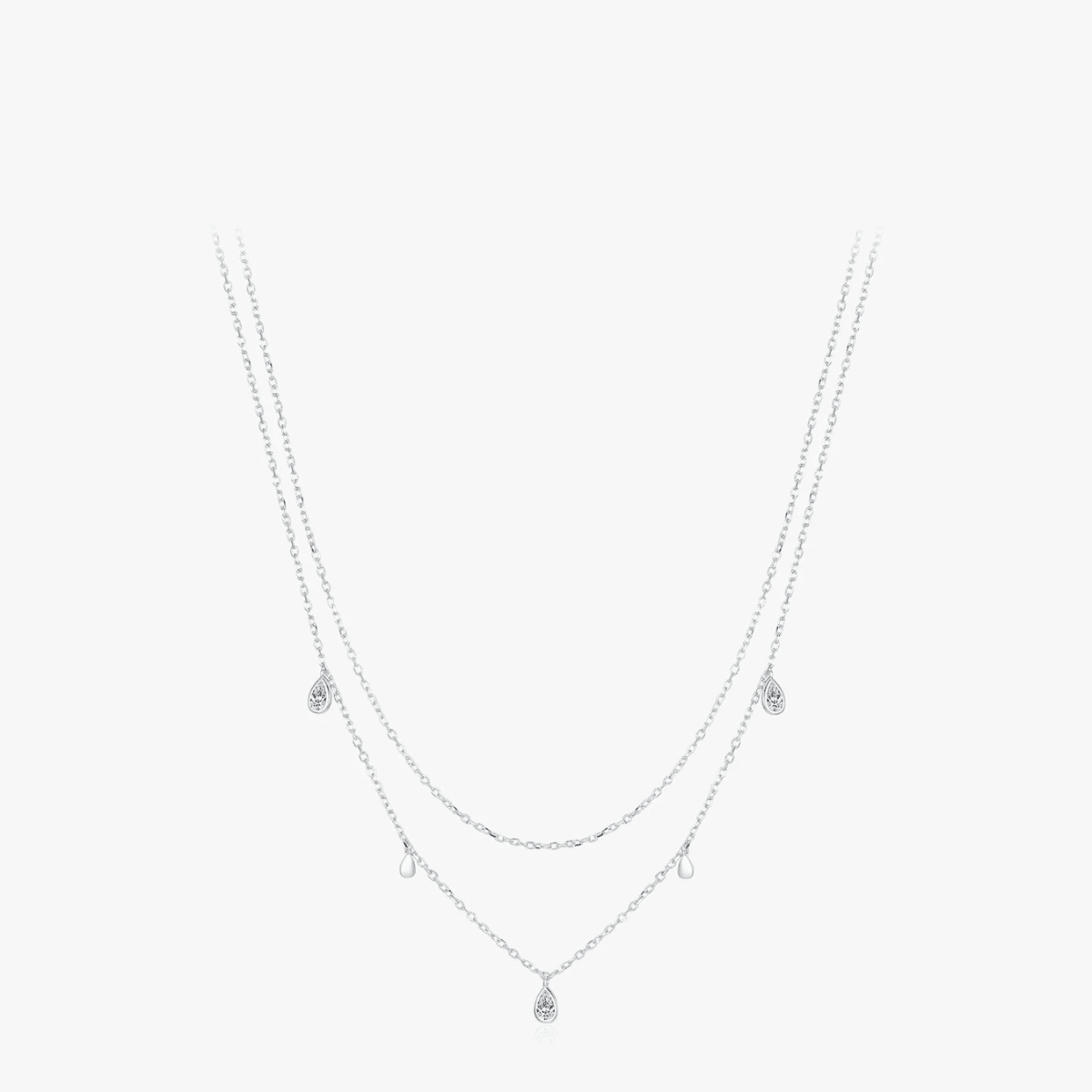 Doppelte Halskette - Moissanit-Tropfen-Halskette mit doppelter Freude