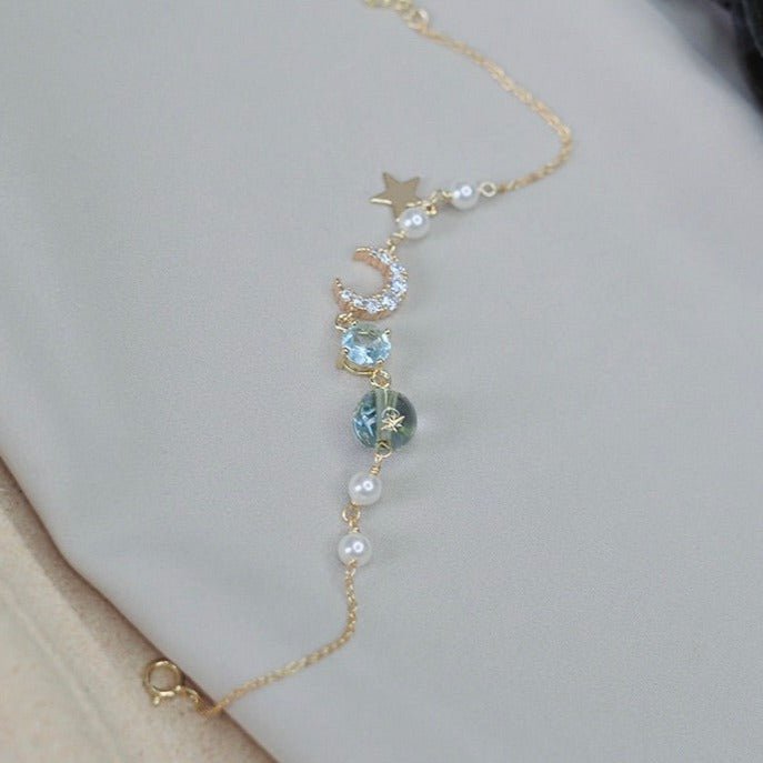 Mond- und Sternarmband (massives Silber)