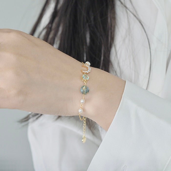 Mond- und Sternarmband (massives Silber)