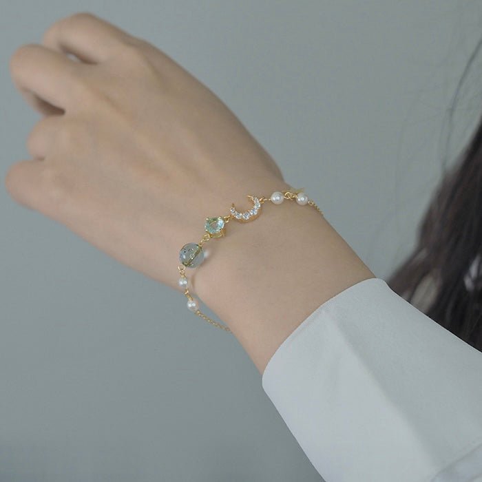 Mond- und Sternarmband (massives Silber)