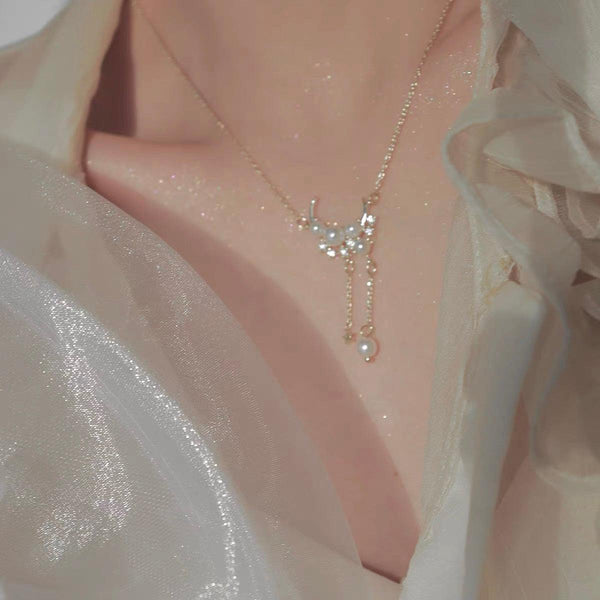 Mond und Stern Tropfen Halskette