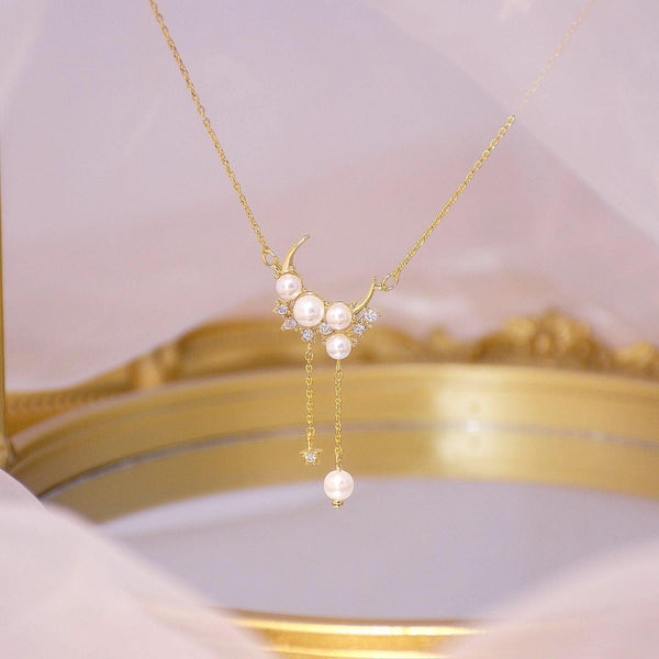 Mond und Stern Tropfen Halskette