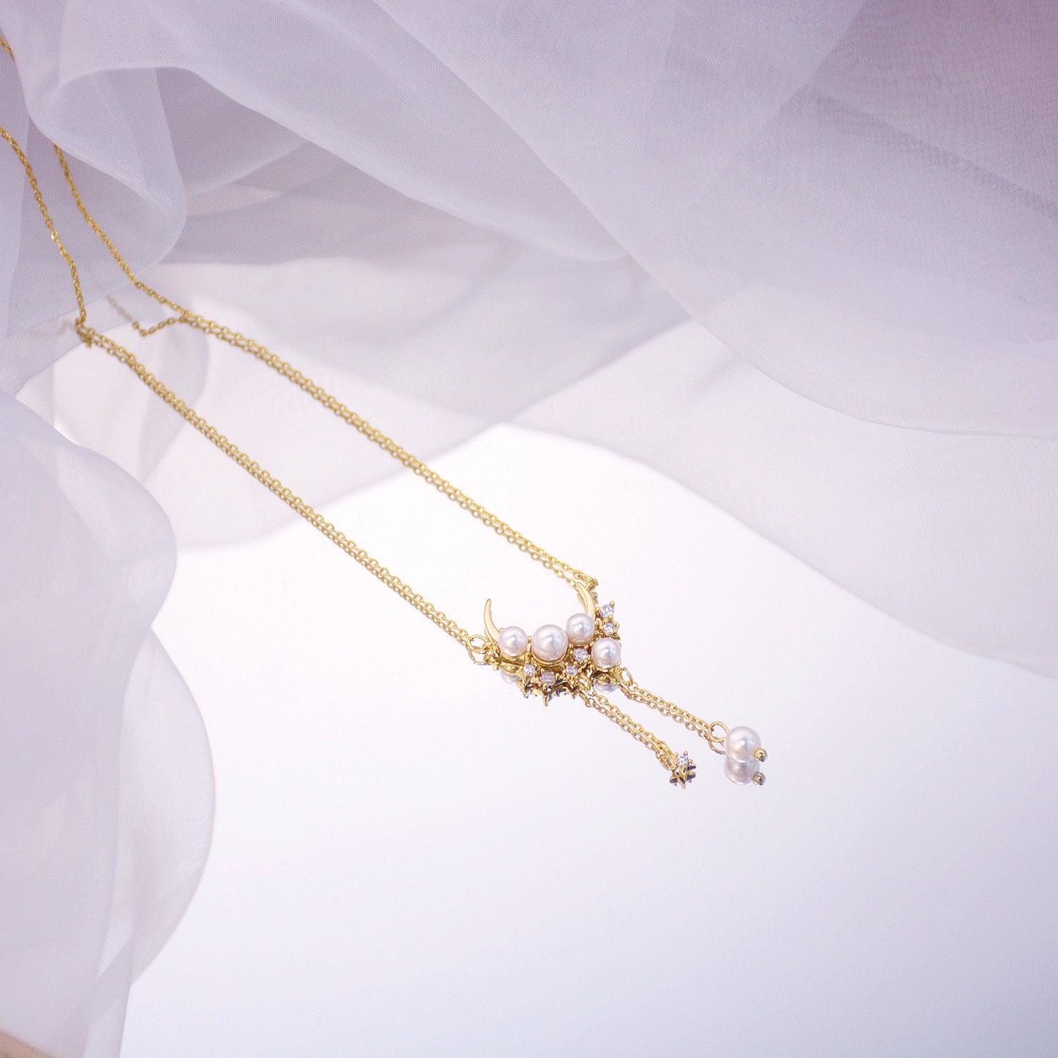 Mond und Stern Tropfen Halskette