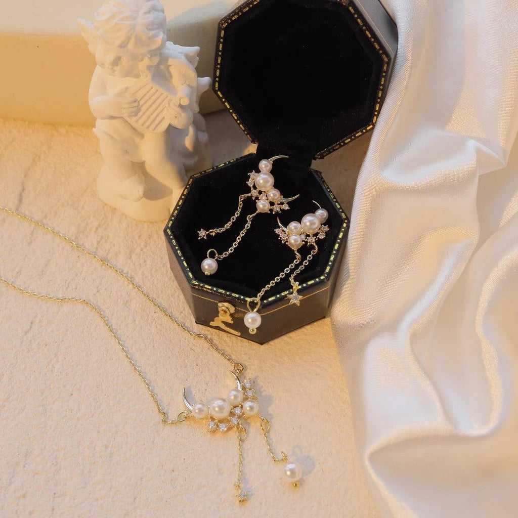 Mond und Stern Tropfen Halskette