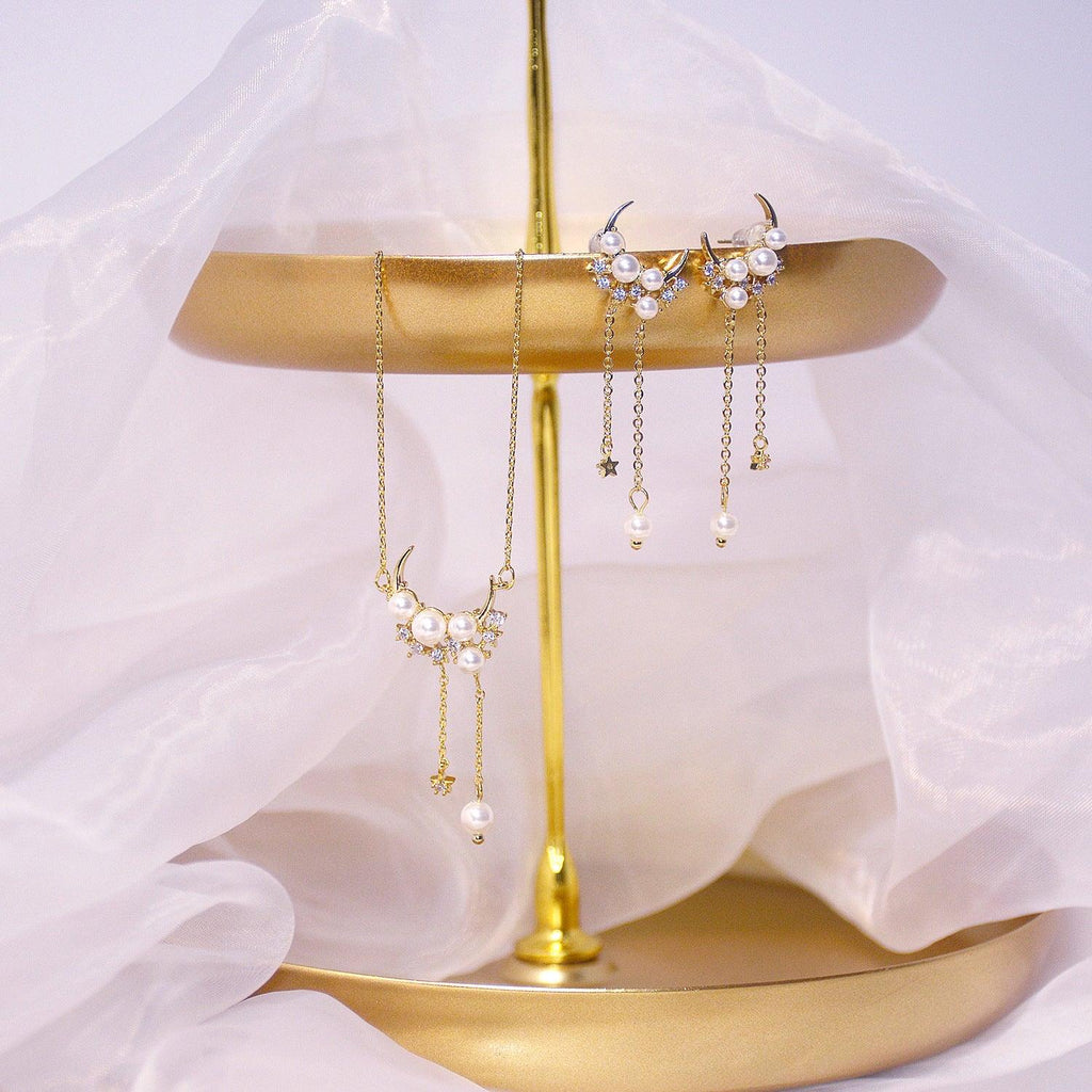 Mond und Stern Tropfen Halskette