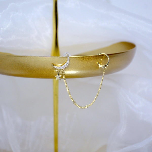 Mond und Stern Ohrring