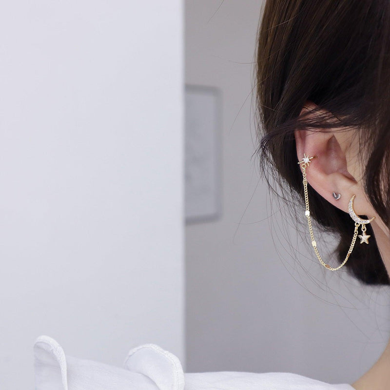 Mond und Stern Ohrring