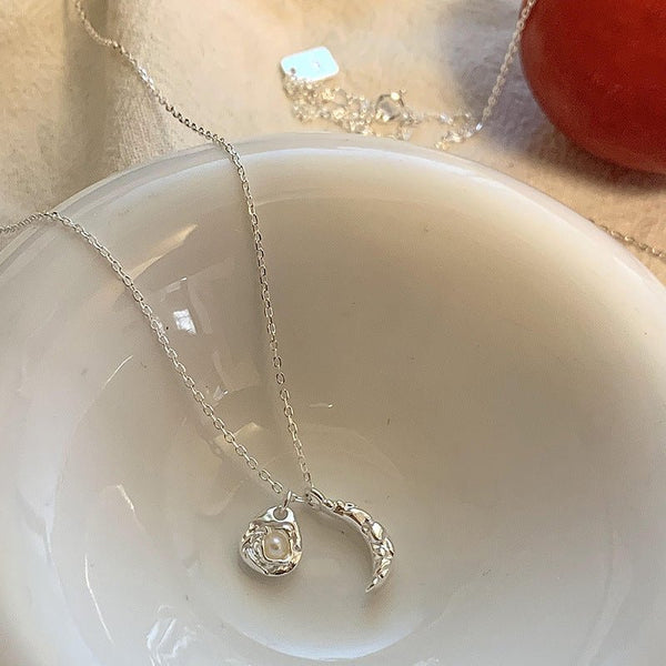 Mond- und Sonnenhalskette (massives Silber)