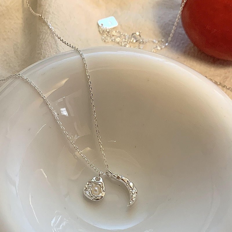 Mond- und Sonnenhalskette (massives Silber)