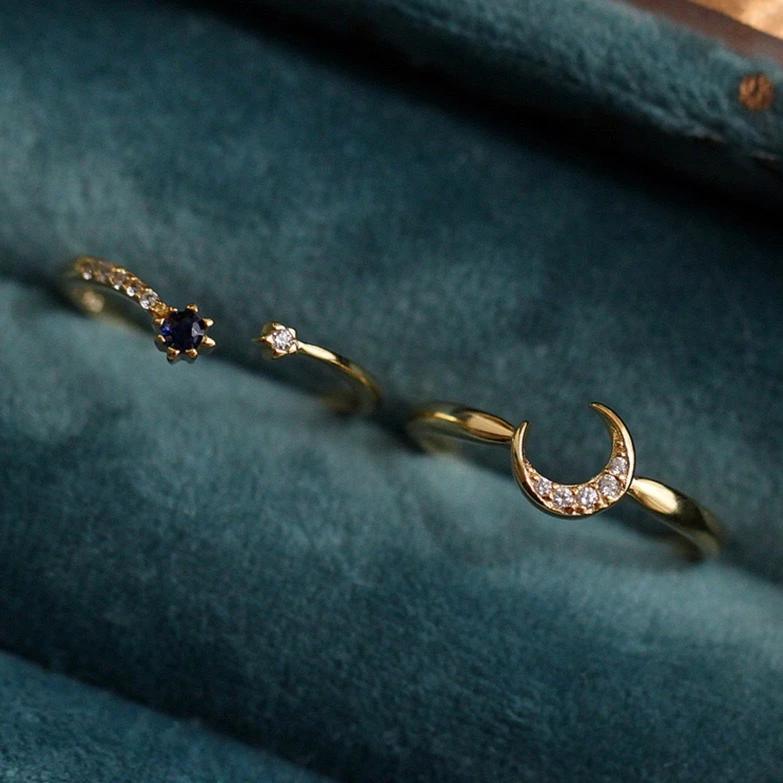 Mondring-Set (massives Silber)