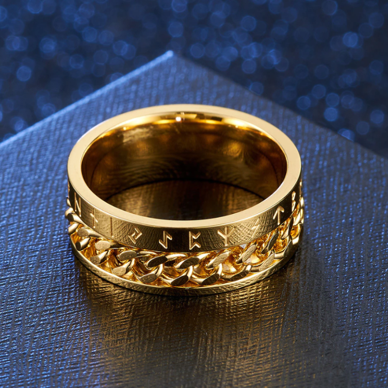 Nordischer Runen- und Kettenspinnerring