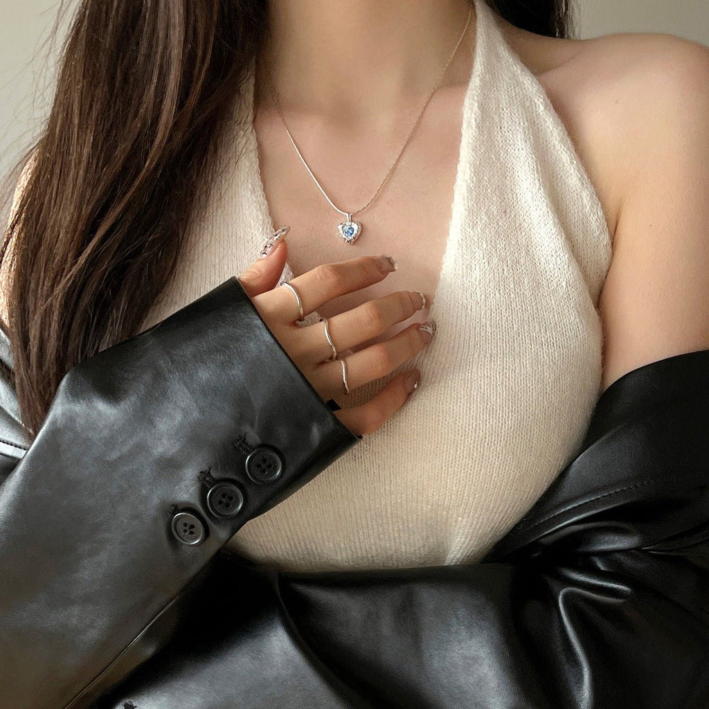 Ozeanherz-Halskette (massives Silber)