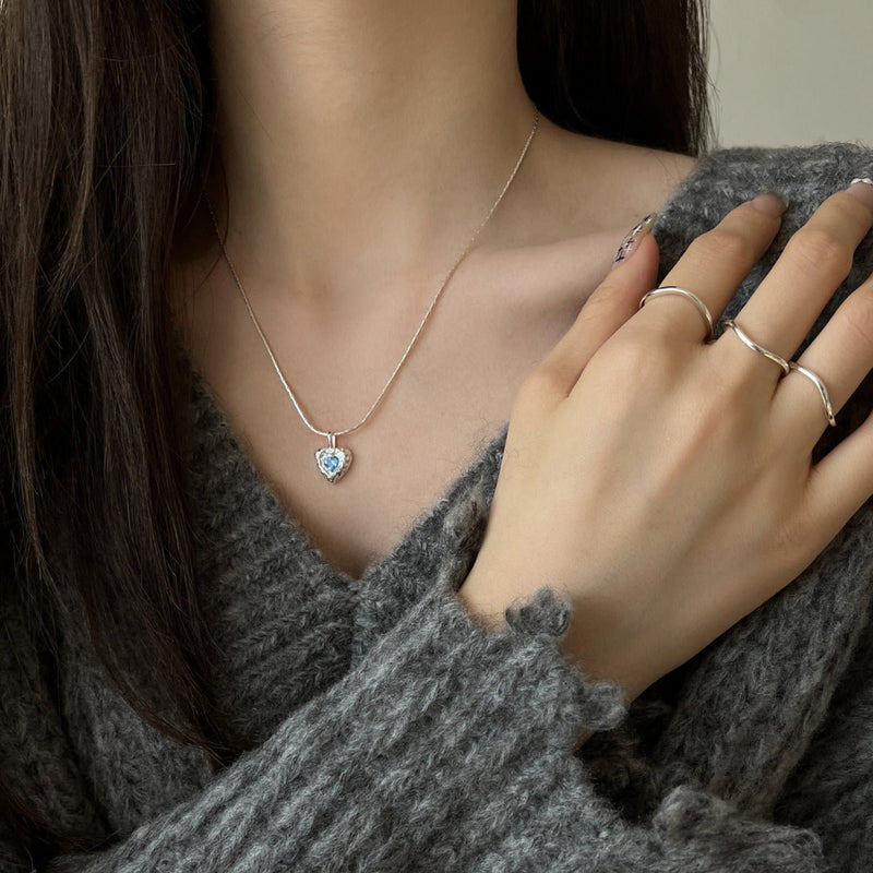 Ozeanherz-Halskette (massives Silber)