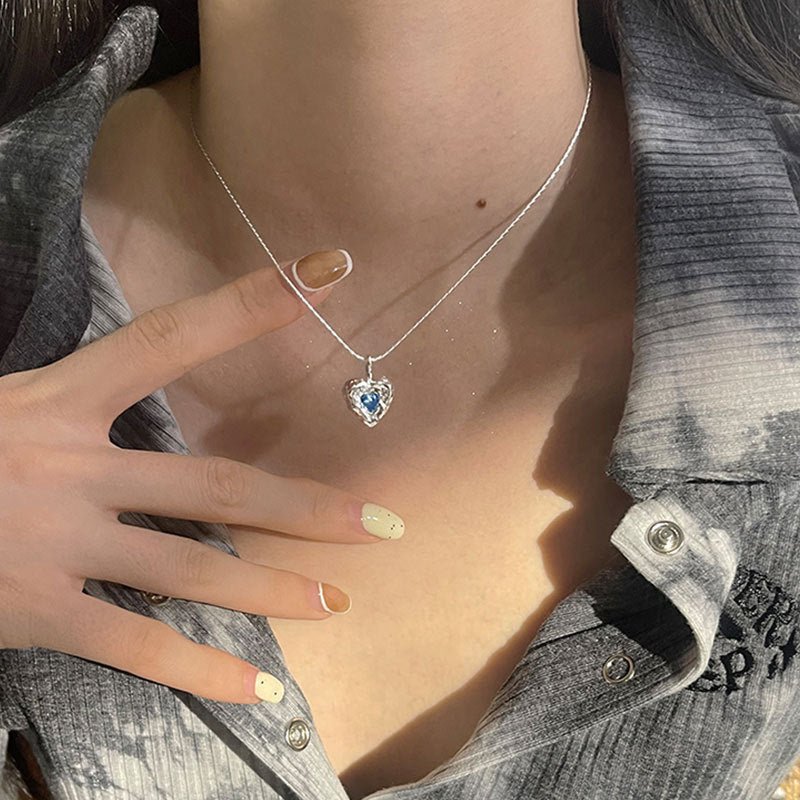 Ozeanherz-Halskette (massives Silber)