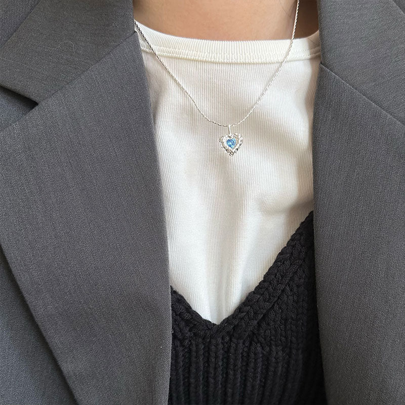 Ozeanherz-Halskette (massives Silber)