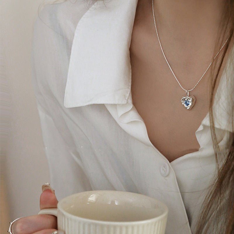 Ozeanherz-Halskette (massives Silber)