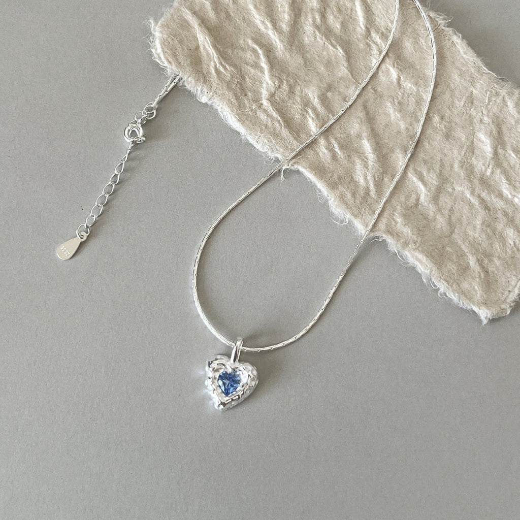 Ozeanherz-Halskette (massives Silber)