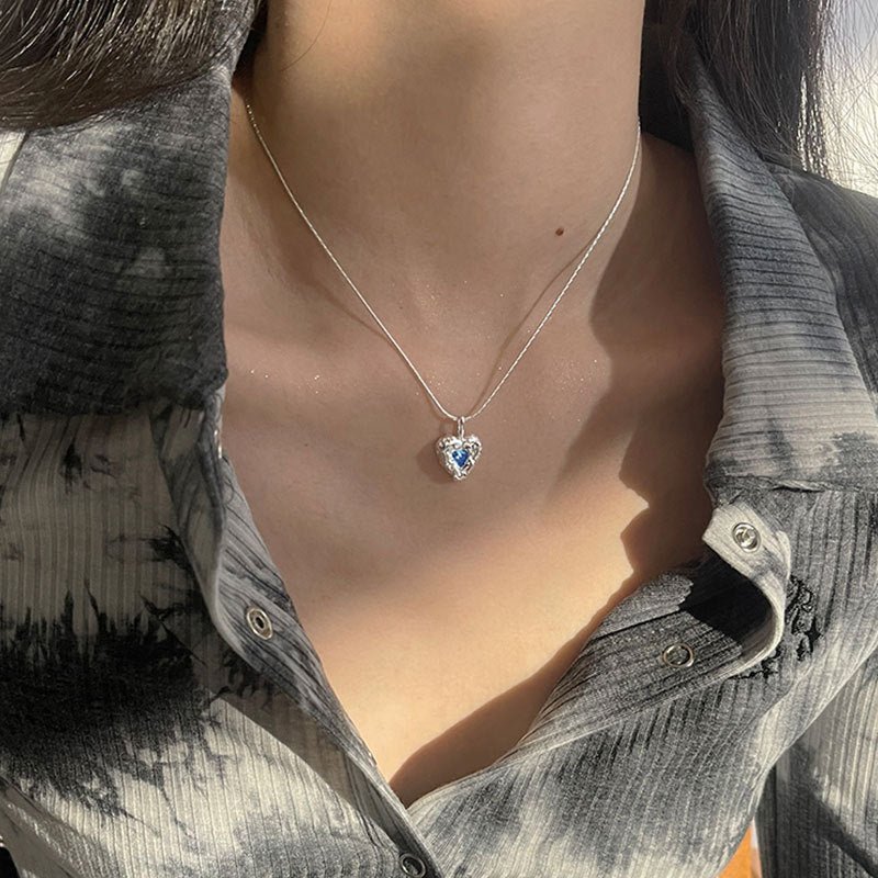 Ozeanherz-Halskette (massives Silber)