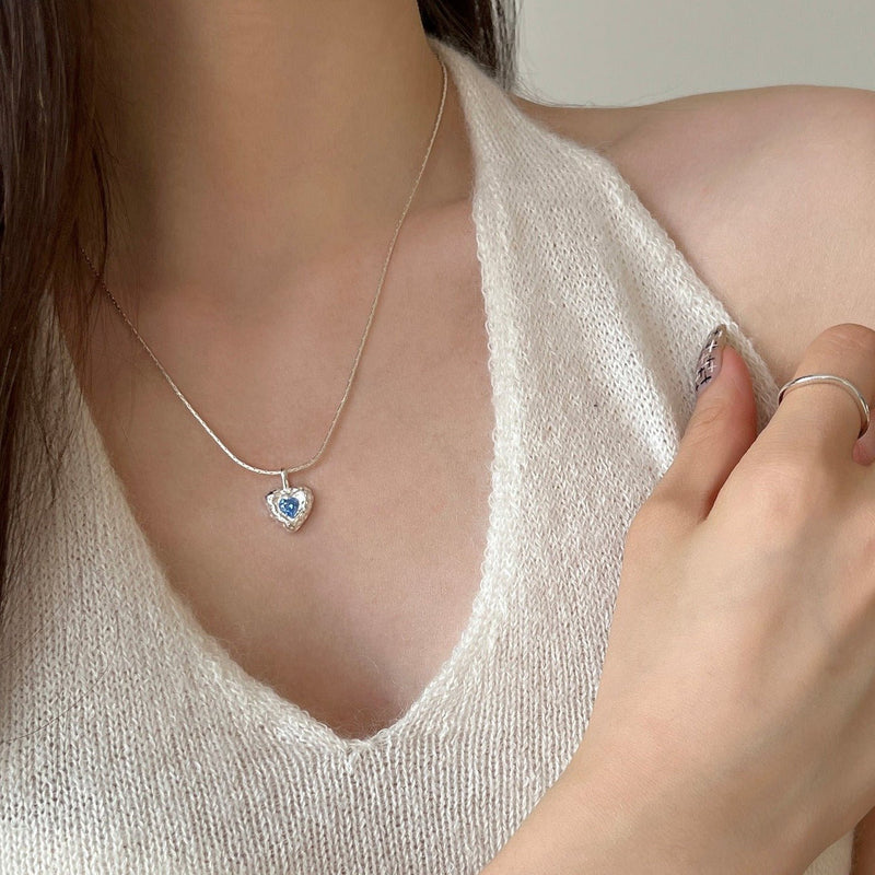 Ozeanherz-Halskette (massives Silber)