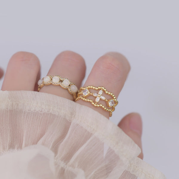 Opalblüten-Ring-Set