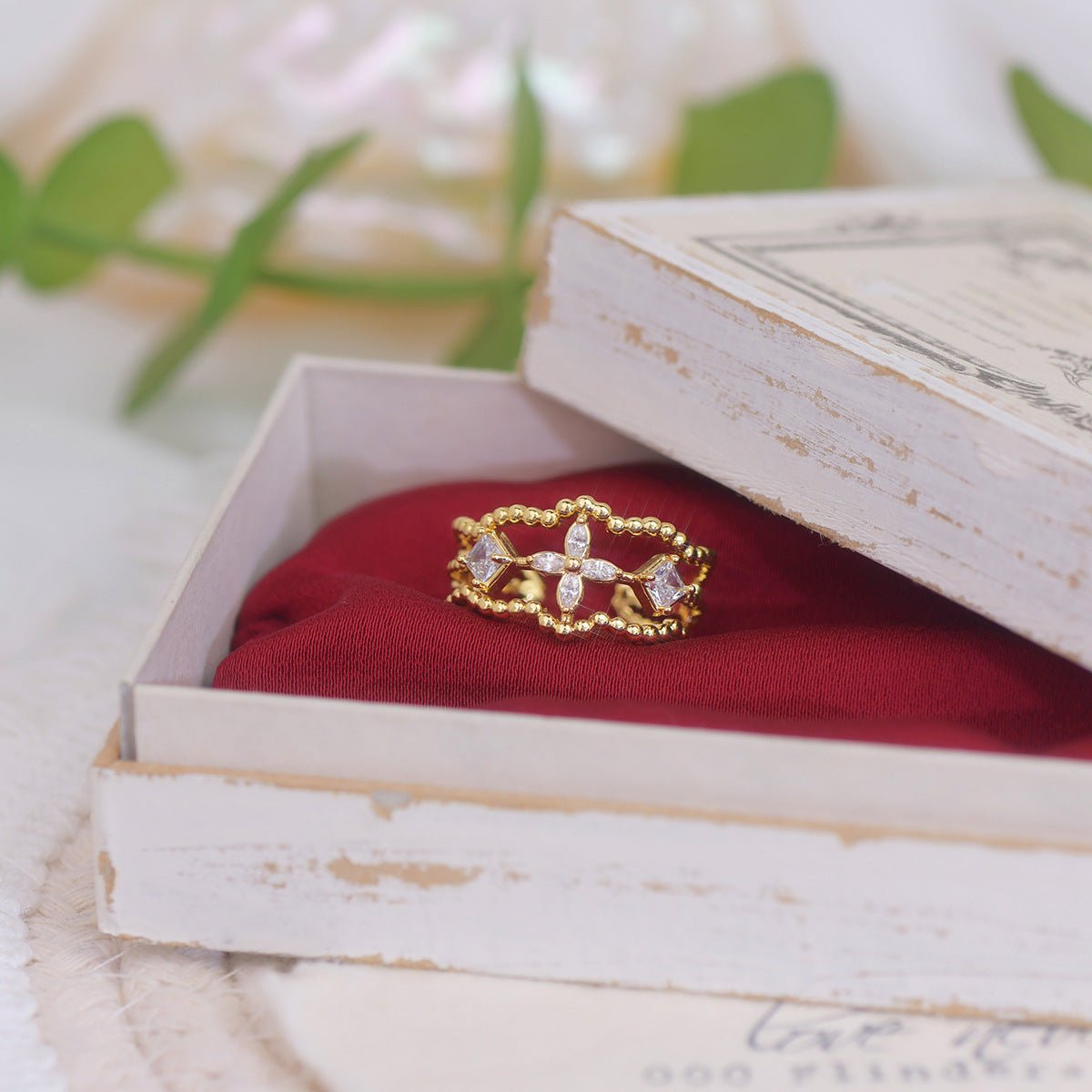 Opalblüten-Ring-Set