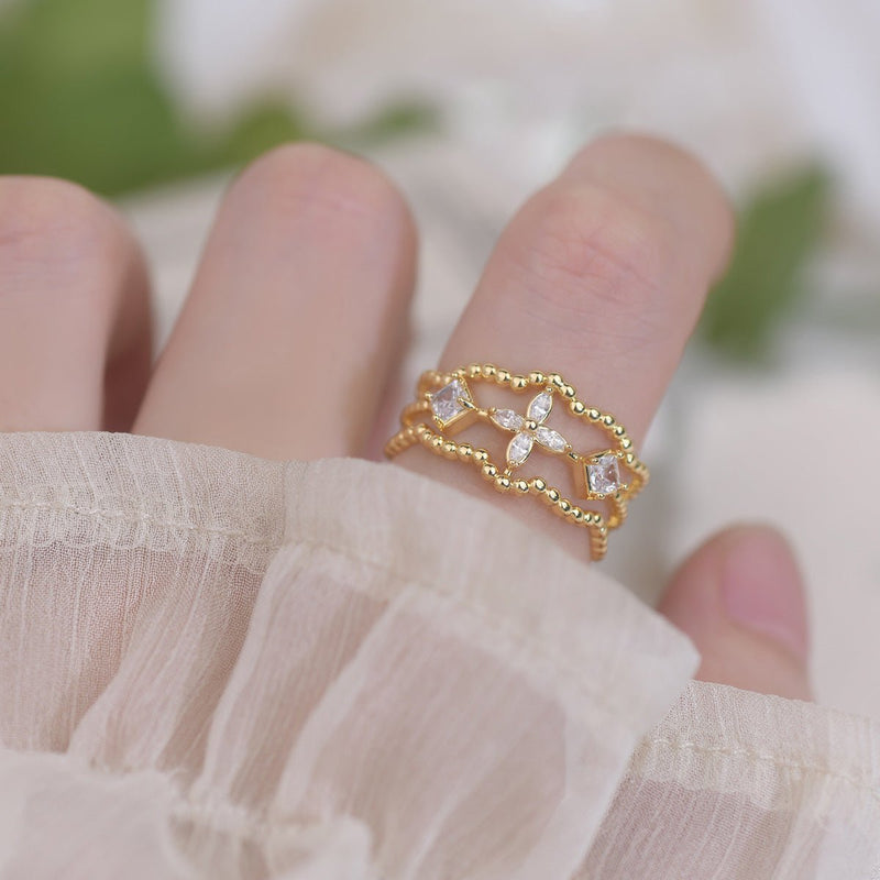 Opalblüten-Ring-Set